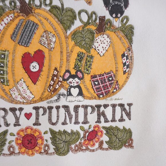 Vintage Delta Country Pumpkin Sweatshirt White 90s Fall Grandmacore Cabincore XL - Picture 9 of 11